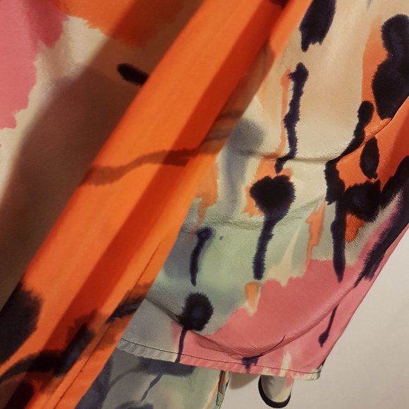 BCBGMAXAZRIA Multicolor Watercolor Print Drape Silk Mini Skirt S 4 2 0 15 in. - Picture 9 of 16
